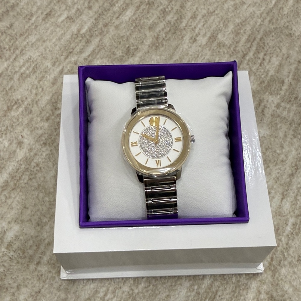 Silver Watch with Heart Design